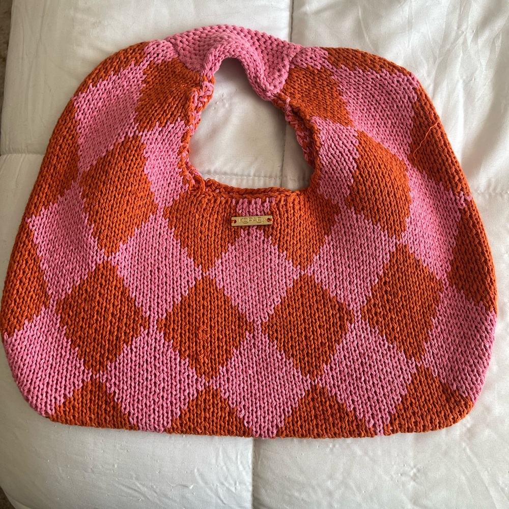 Kopari Pink and Orange Knit Mini Bag
